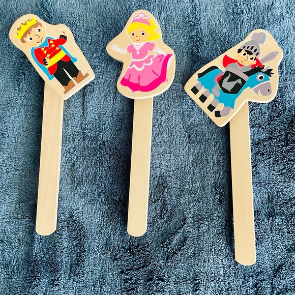 Story Time Wooden Puppet Theater w/ 3 Stick Puppets - Picture 3 of 4